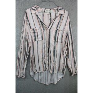 Cloth and Stone Anthropologie Long Sleeve Striped Button Up Top-Medium-Hi Lo